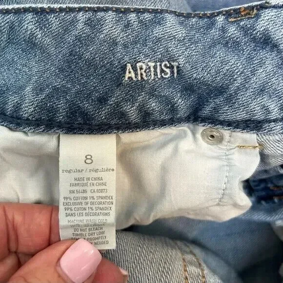 American Eagle Stretch Artist Crop Light Wash Distressed Jeans size 8 - Picture 4 of 5